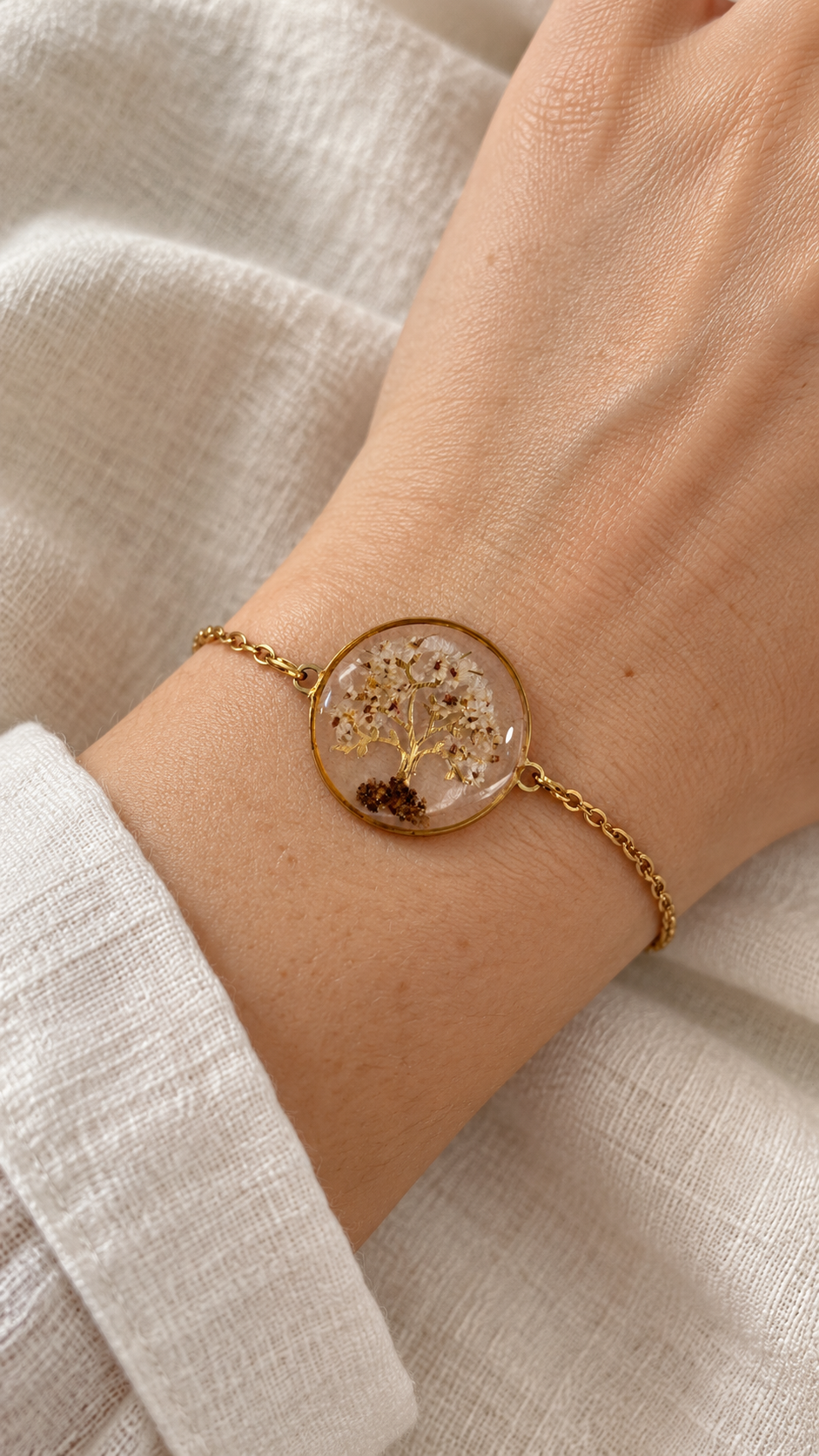 Bracelet Arbre de vie – Terre et fleurs de carotte sauvage