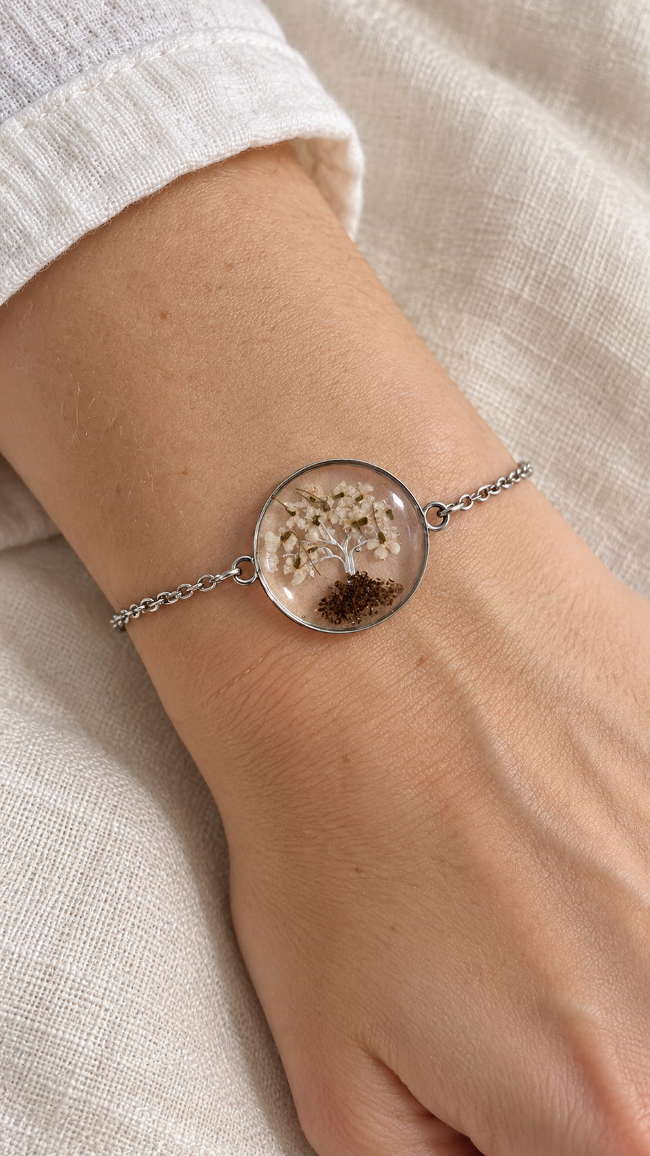 Bracelet Arbre de vie – Terre et fleurs de carotte sauvage