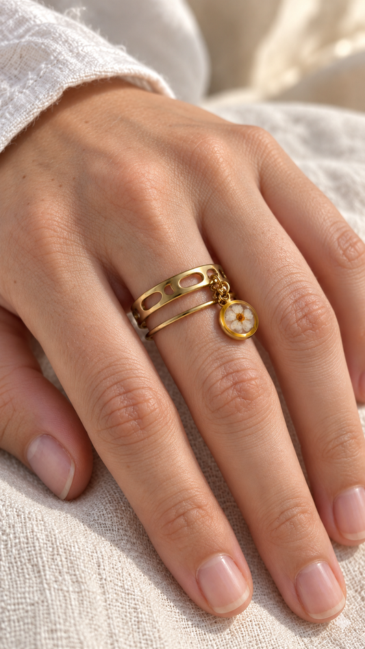 Bague fleur séchée