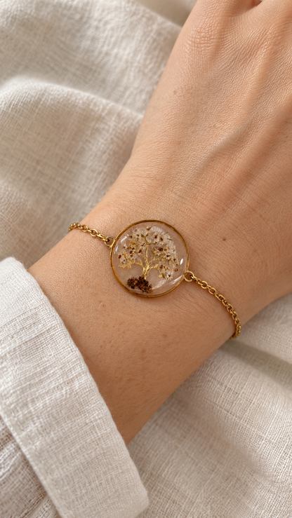 Bracelet Arbre de vie – Terre et fleurs de carotte sauvage