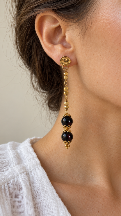 Boucles d'oreilles grenat  pierres naturelles