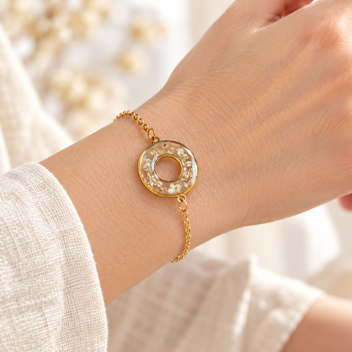 Bracelet fleurs séchées carotte sauvage