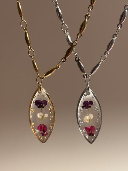 Collier fleurs d’alyssum- Fleurs séchées