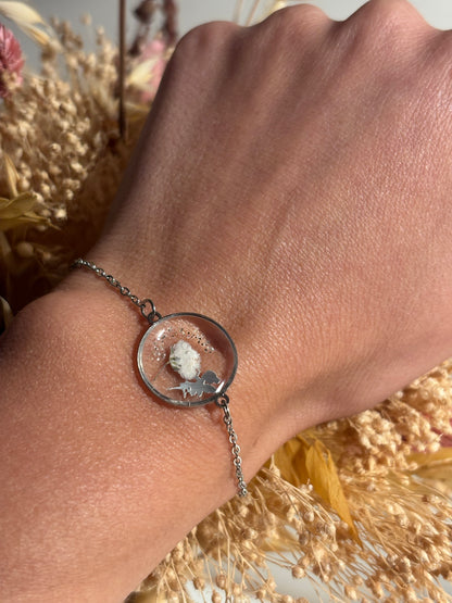 Bracelet Fée et gypsophile en résine