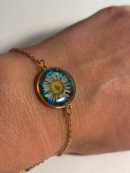 Bracelet pâquerette et paillettes